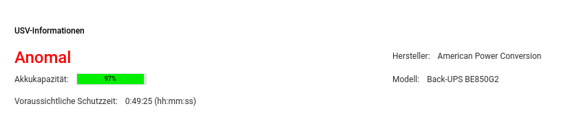 Info im Menü der QNAP